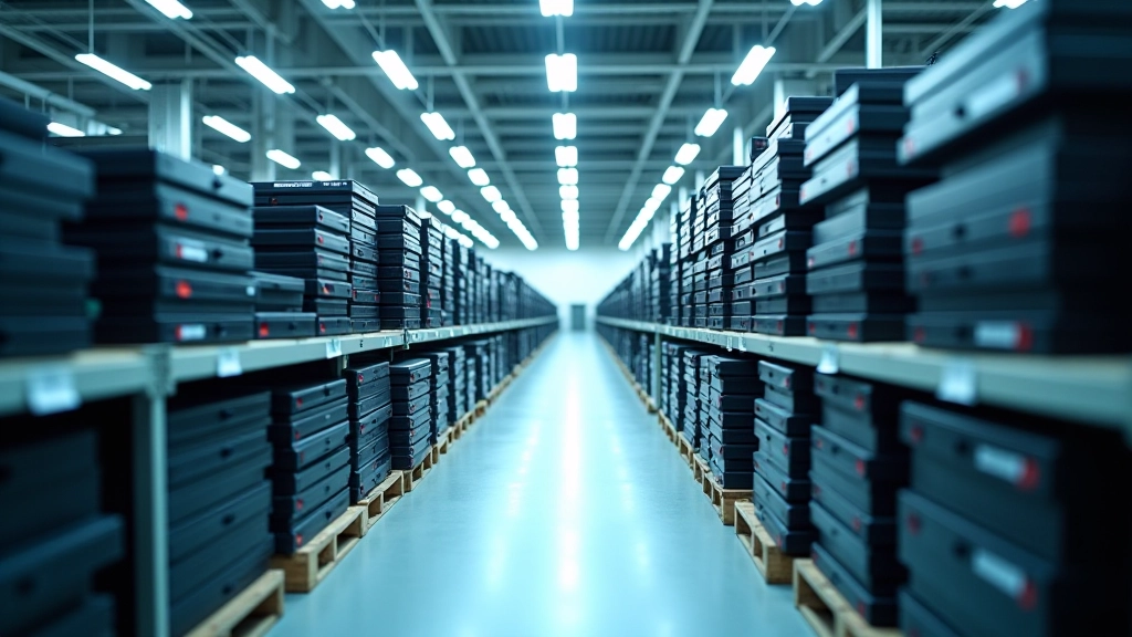 Lager mit elektronischen Komponenten und Batterien für Elektrofahrzeugproduktion