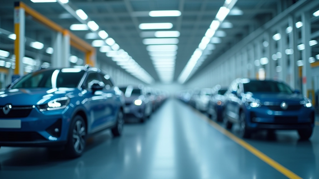 Moderne Autofabrik mit Elektrofahrzeugen